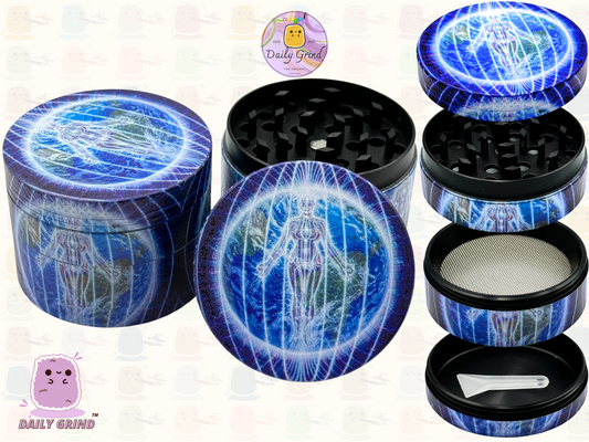 Calming Earthly Meditation - 50mm Premium 4-Piece Custom Metal Tobacco Herb Grinder Gift Idea