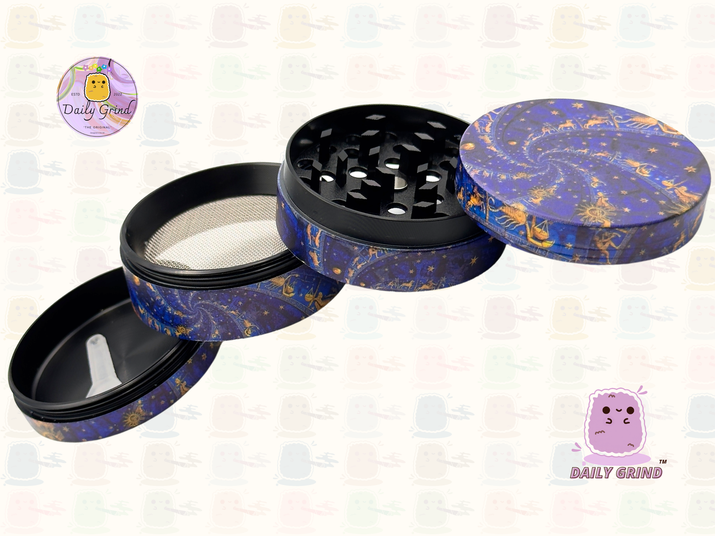 Motif Trippy coloré ondulé liquide Hallucination 50mm 4 pièces haute qualité personnalisé métal herbe broyeur cadeau 