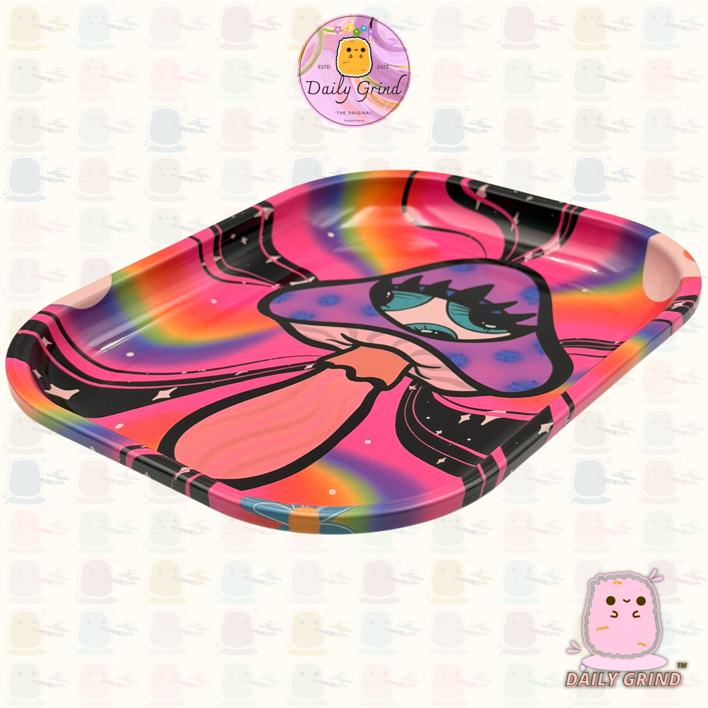 Diseño colorido de setas Tie Dye - Bandeja de metal de 14x18 cm para joyas, cristales, piezas, etc. Idea de regalo de baratijas