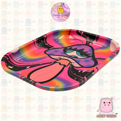 Diseño colorido de setas Tie Dye - Bandeja de metal de 14x18 cm para joyas, cristales, piezas, etc. Idea de regalo de baratijas