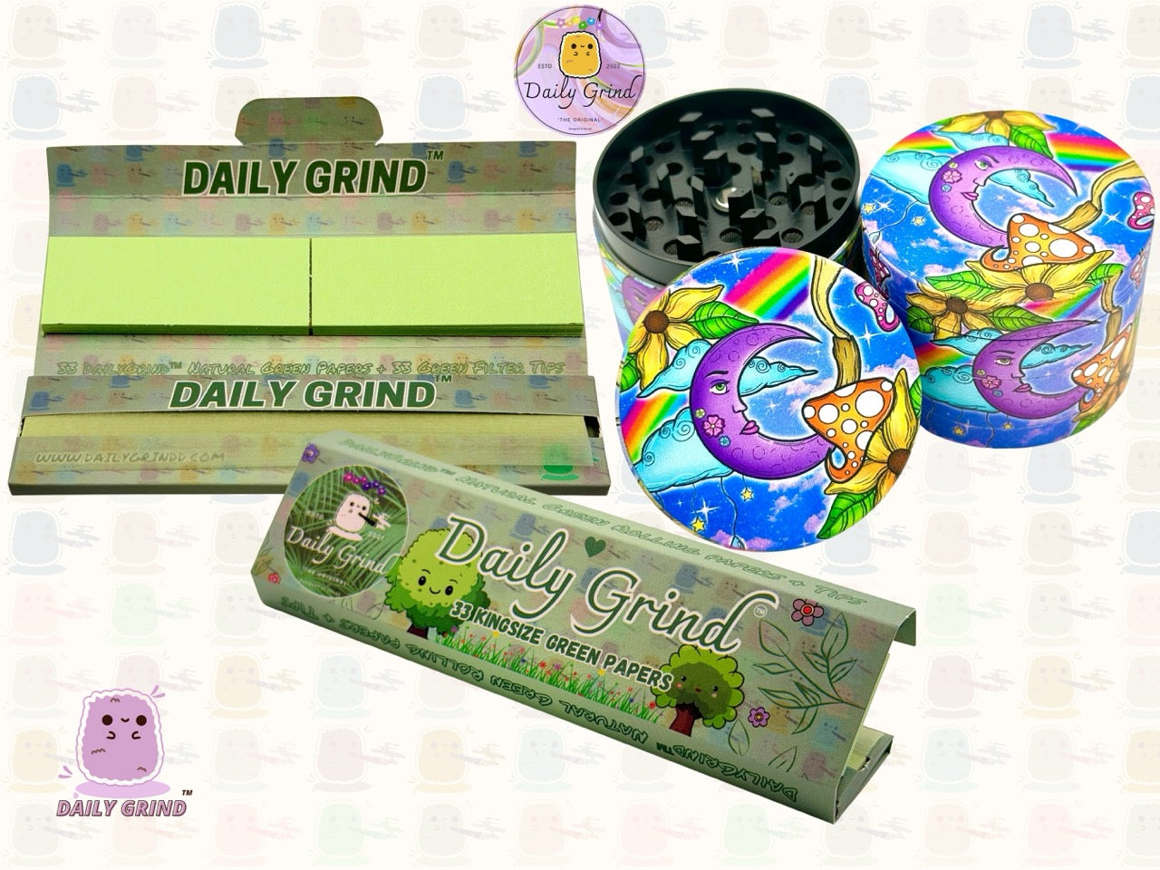 Coloré Trippy Moon Mushroom Rainbow Trippy - 50mm 4 pièces de haute qualité personnalisé en métal broyeur d'herbes cadeau 