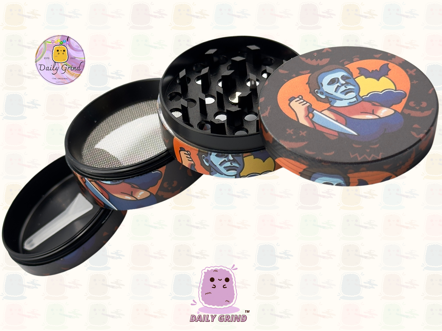 Motif Trippy coloré ondulé liquide Hallucination 50mm 4 pièces haute qualité personnalisé métal herbe broyeur cadeau 