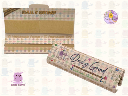 Papel de liar tamaño King sin refinar Daily Grind™ con puntas para cucarachas: ¡alta calidad, súper lindo! 33 Hojas + Tarjeta Filtro. Regalo