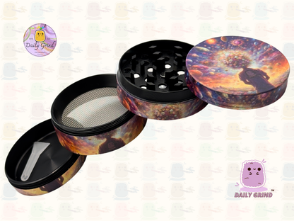 Motif Trippy coloré ondulé liquide Hallucination 50mm 4 pièces haute qualité personnalisé métal herbe broyeur cadeau 