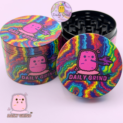 Motif Trippy coloré ondulé liquide Hallucination 50mm 4 pièces haute qualité personnalisé métal herbe broyeur cadeau 