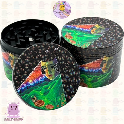 Motif Trippy coloré ondulé liquide Hallucination 50mm 4 pièces haute qualité personnalisé métal herbe broyeur cadeau 