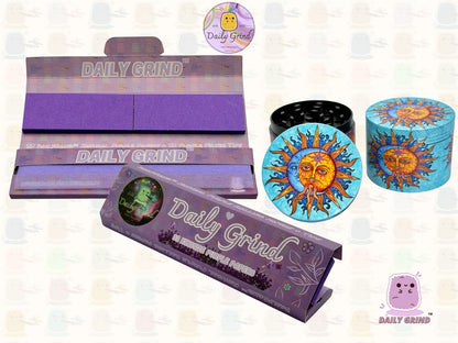 Sun & Moon Spiritual Blue - 50mm 4-Piece High Quality Custom Metal Tobacco Herb Grinder Gift Idea