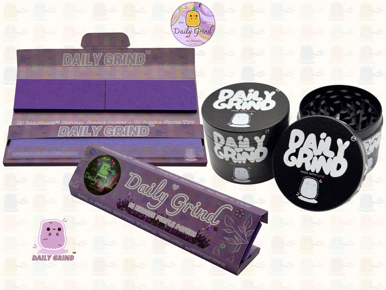 Black Made with Love Daily Grind - 50mm Premium 4-Piece Custom Metal Tobacco Herb Grinder Cute Gift