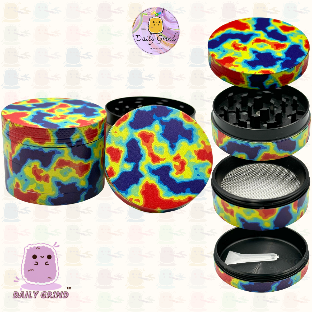 Thermal Imaging Vibrant Colourful - 50mm 4-Piece High Quality Custom Metal Tobacco Herb Grinder Gift Idea