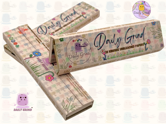 Papel de liar tamaño King sin refinar Daily Grind™ con puntas para cucarachas: ¡alta calidad, súper lindo! 33 Hojas + Tarjeta Filtro. Regalo