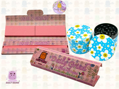 Cute Daisy Flowers Happy Design - 50mm 4-Piece High Quality Custom Metal Tobacco Herb Grinder Gift Idea