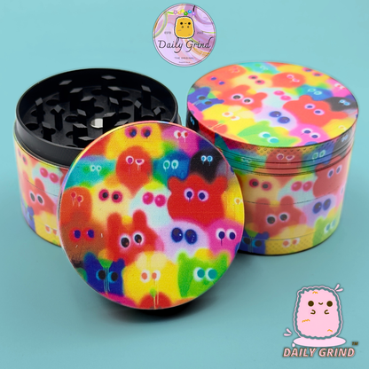 Motif Trippy coloré ondulé liquide Hallucination 50mm 4 pièces haute qualité personnalisé métal herbe broyeur cadeau 