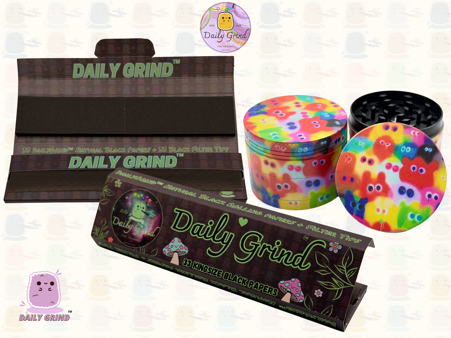 Motif Trippy coloré ondulé liquide Hallucination 50mm 4 pièces haute qualité personnalisé métal herbe broyeur cadeau 