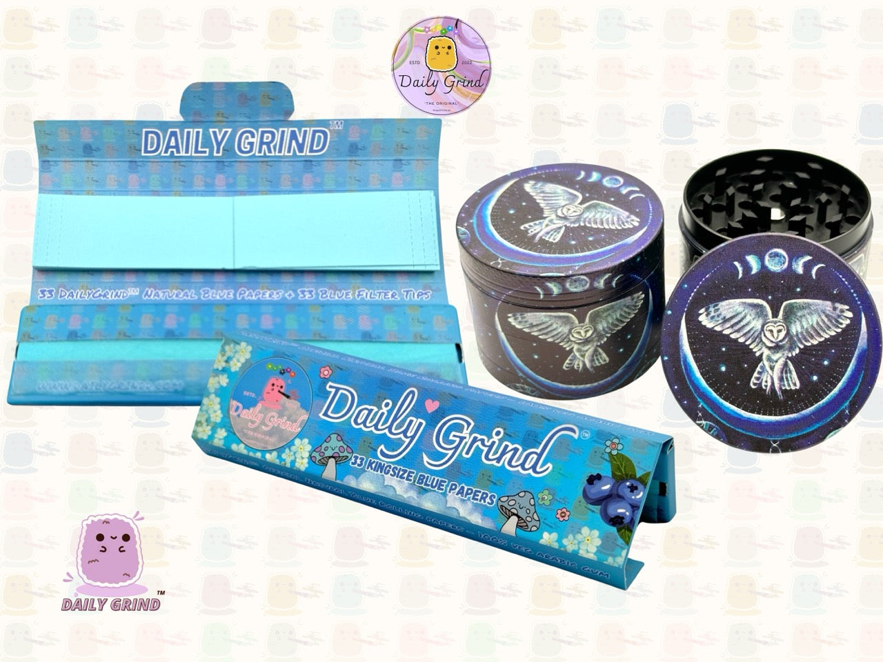 Night Owl In the Sky Moon - 50mm 4-Piece Premium Custom Metal Tobacco Herb Grinder Cute Gift Idea