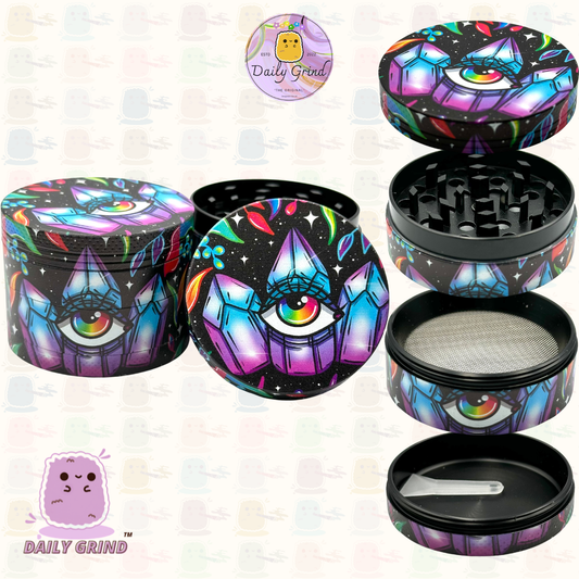 Crystal Eye Colourful - 50mm 4-Piece High Quality Custom Metal Tobacco Herb Grinder Gift Idea