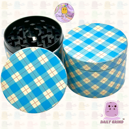 Blue Gingham Tartan Check Cute Cottage Pattern 50mm 4 Pièces Haute Qualité Personnalisé Métal Herb Grinder Cadeau 