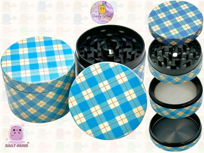 Blue Gingham Tartan Check Cute Cottage Pattern 50mm 4 Pièces Haute Qualité Personnalisé Métal Herb Grinder Cadeau 
