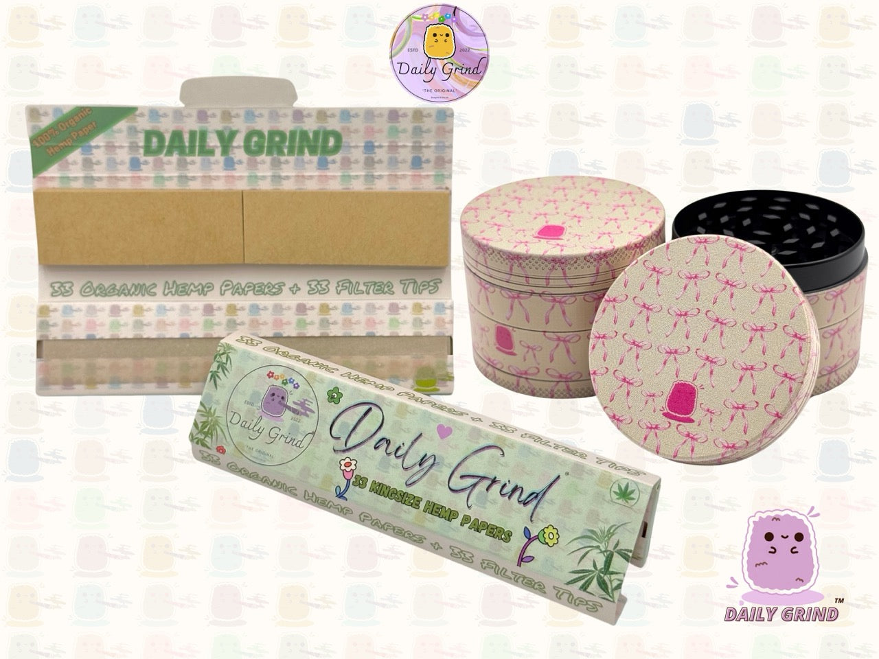 Cute Pink Bows - 50mm Premium 4-Piece Custom Metal Tobacco Herb Grinder Cute Gift
