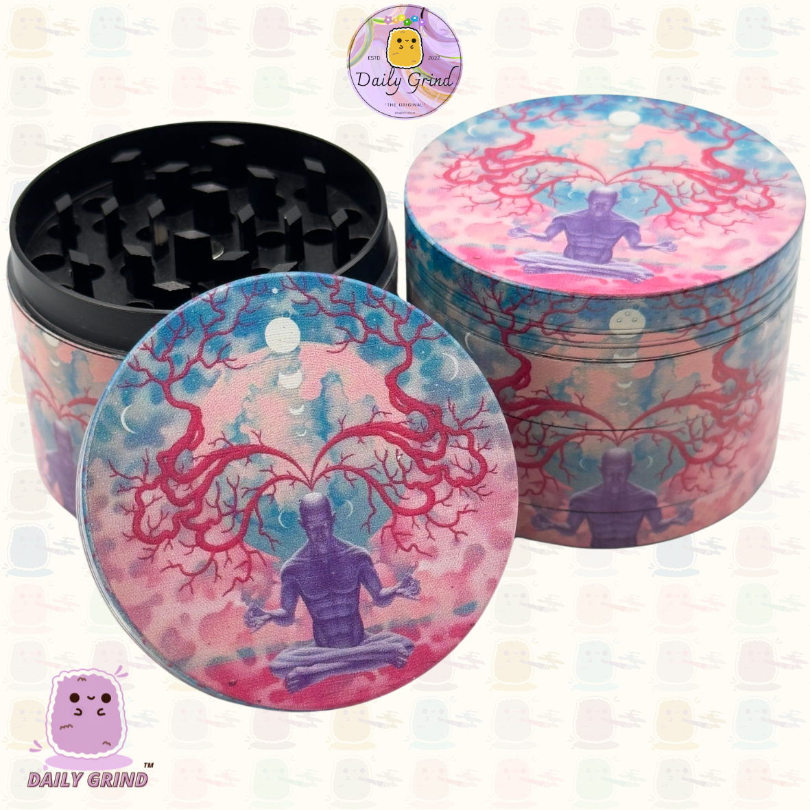 Motif Trippy coloré ondulé liquide Hallucination 50mm 4 pièces haute qualité personnalisé métal herbe broyeur cadeau 