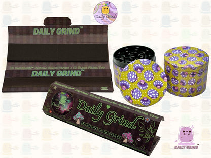 Purple Fly Agaric Mushroom Yellow - 50mm 4-Piece High Quality Custom Metal Tobacco Herb Grinder Gift Idea
