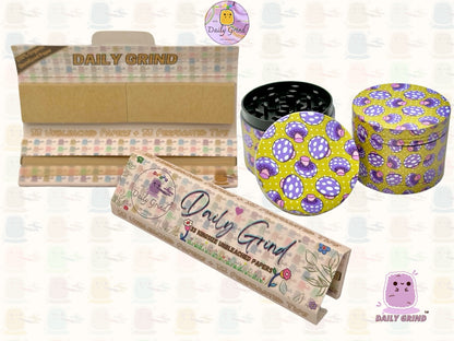 Purple Fly Agaric Mushroom Yellow - 50mm 4-Piece High Quality Custom Metal Tobacco Herb Grinder Gift Idea