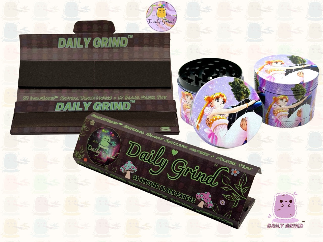 Anime drôle parodie dessin animé filles mignonnes - 50mm 4 pièces haute qualité personnalisé broyeur d'herbes en métal cadeau 