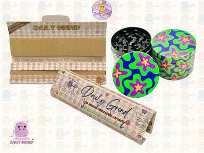 Colourful Cute 60's 70's Flower Power - 50mm 4-Piece High Quality Custom Metal Tobacco Herb Grinder Gift Idea