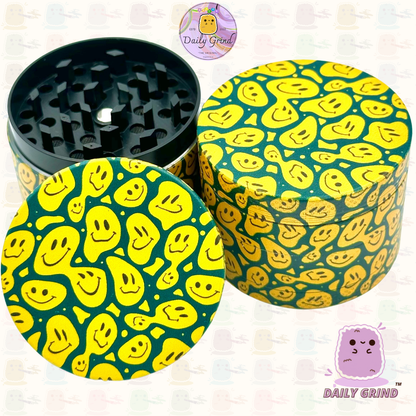 Melted Smiling Faces Funny - 50mm 4-Piece High Quality Custom Metal Tobacco Herb Grinder Gift Idea