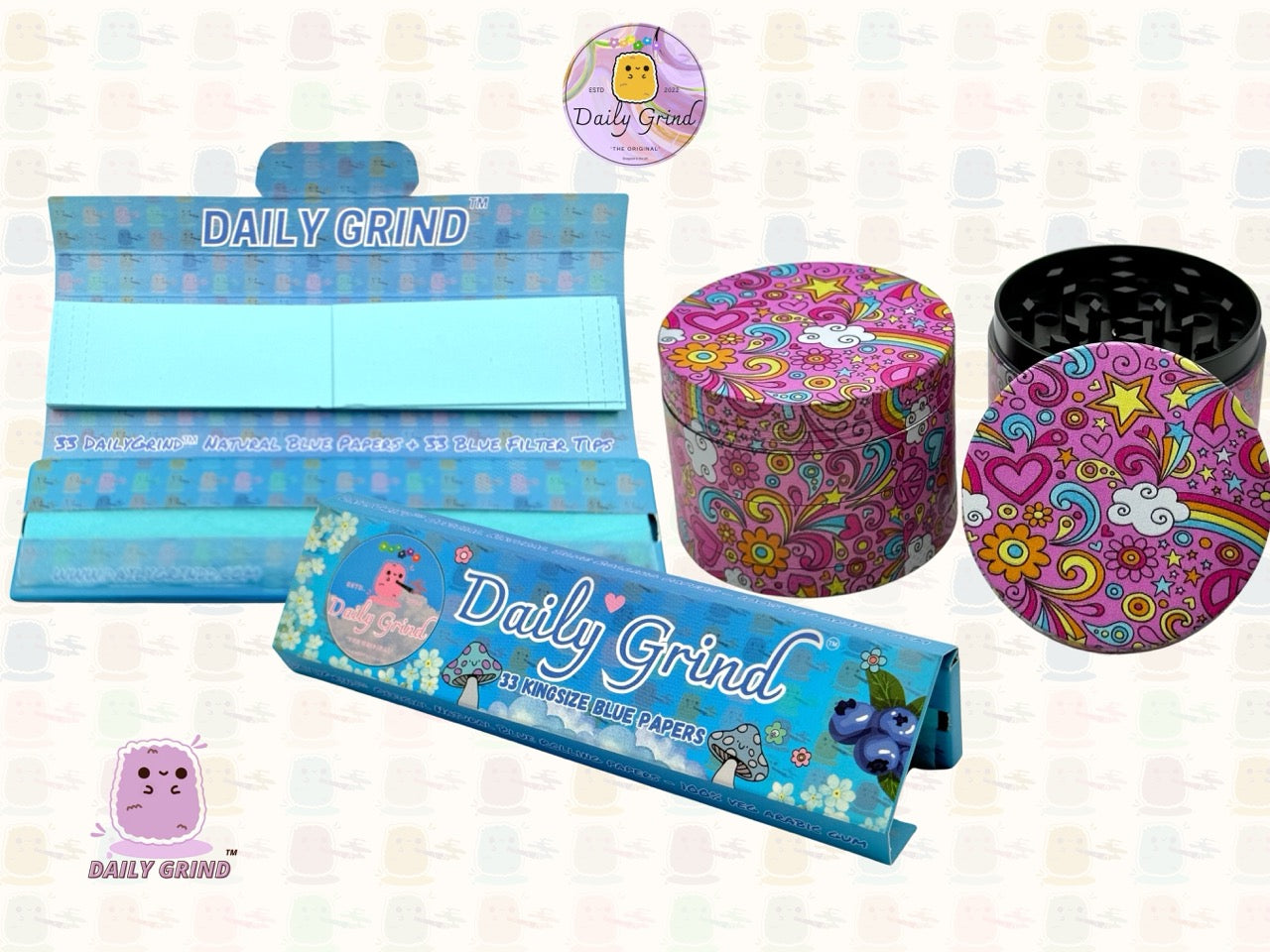 Belles filles roses coeurs mignons étoiles fleurs arc-en-ciel Design - 50mm 4 pièces de haute qualité personnalisé broyeur d'herbes en métal cadeau 