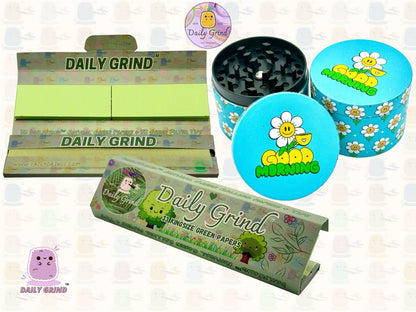 Good Morning Coffee Cute Happy Flower - 50mm 4-Piece High Quality Custom Metal Tobacco Herb Grinder Gift Idea