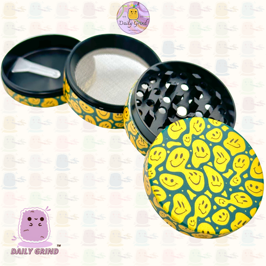 Melted Smiling Faces Funny - 50mm 4-Piece High Quality Custom Metal Tobacco Herb Grinder Gift Idea