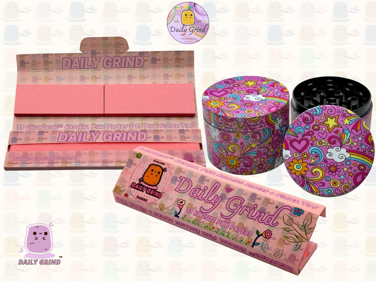 Belles filles roses coeurs mignons étoiles fleurs arc-en-ciel Design - 50mm 4 pièces de haute qualité personnalisé broyeur d'herbes en métal cadeau 