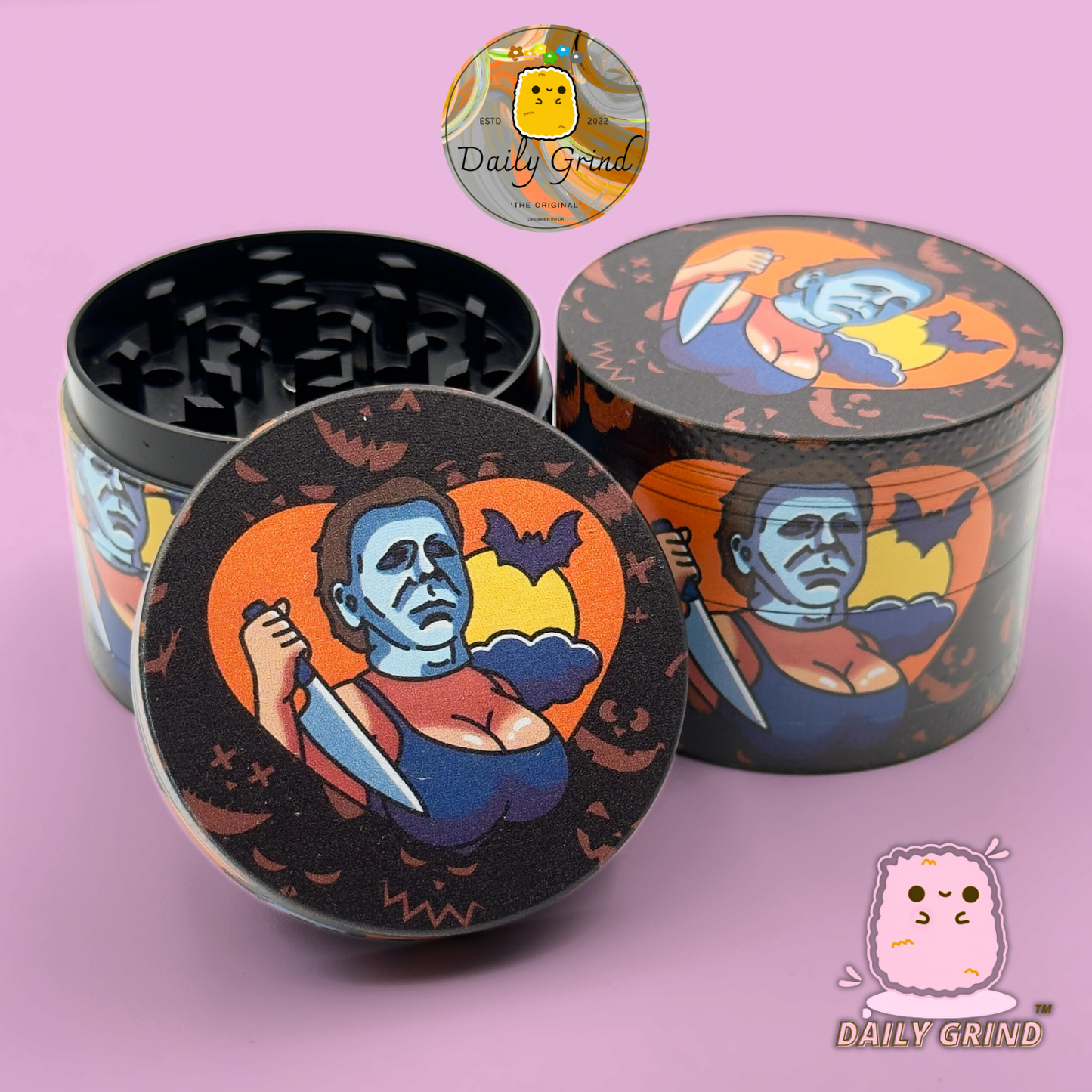 Motif Trippy coloré ondulé liquide Hallucination 50mm 4 pièces haute qualité personnalisé métal herbe broyeur cadeau 