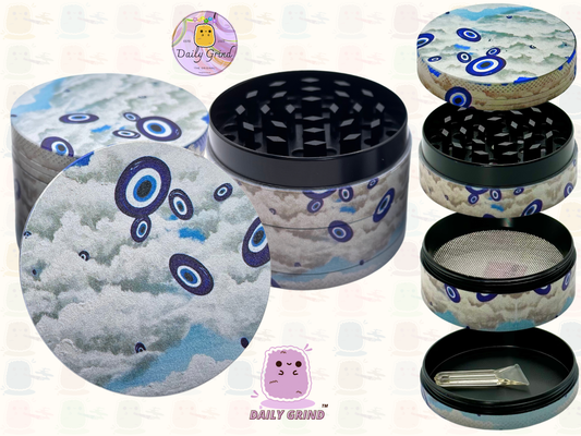 Spiritual Eye of Protection - 50mm 4-Piece High Quality Custom Metal Tobacco Herb Grinder Gift Idea