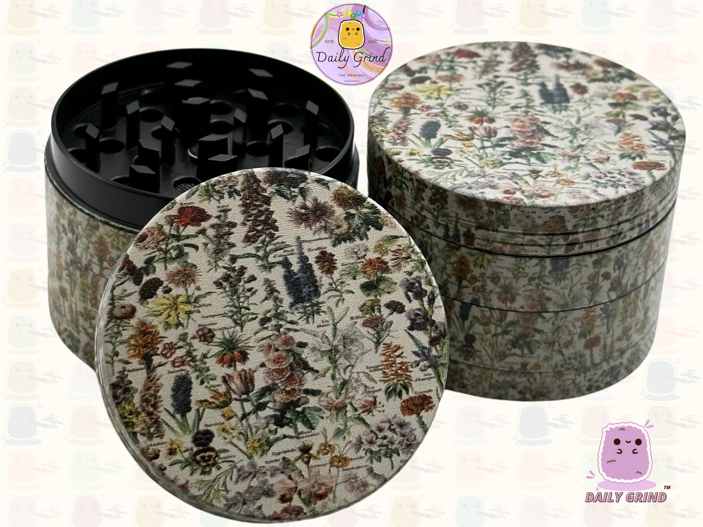 Vintage Flowers & Fauna Botanical Vintage Chart - 50mm 4-Piece High Quality Custom Metal Tobacco Herb Grinder Gift