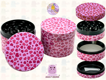 Pink Love Hearts Cute Girly - 50mm 4-Piece High Quality Metal Tobacco Herb Grinder Gift Idea