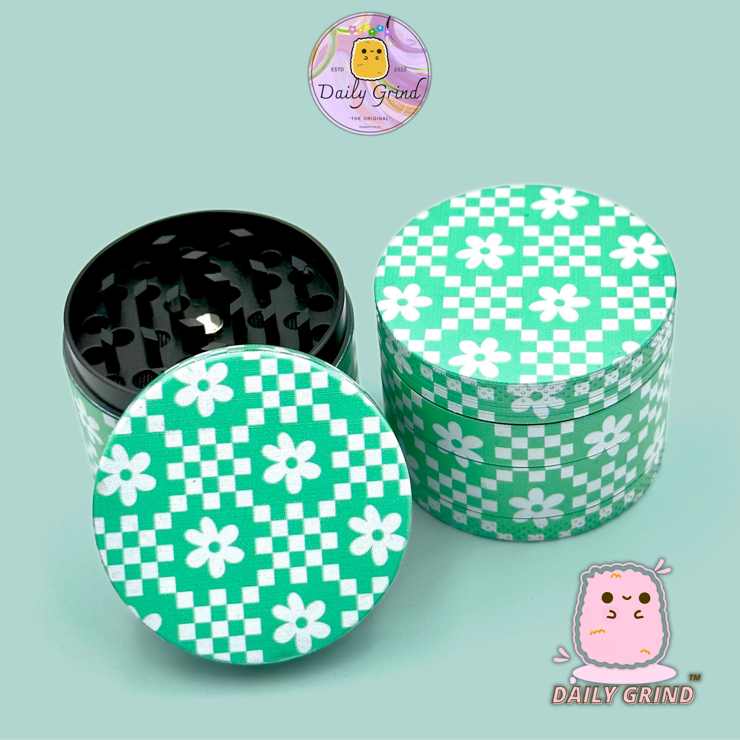 Green Flower Monogram Vintage - 50mm 4-Piece High Quality Custom Metal Tobacco Herb Grinder Gift Idea