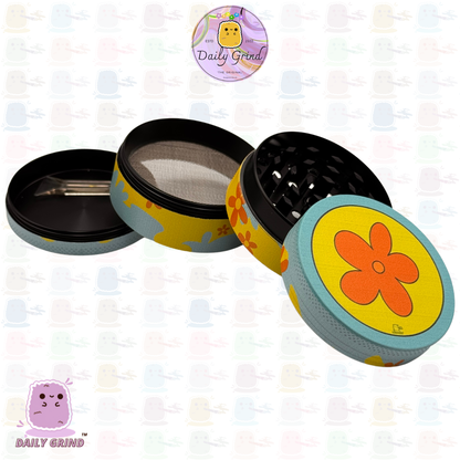 70’s Flower Power 60's Cute Peace Nostalgia - 50mm 4-Piece High Quality Custom Metal Tobacco Herb Grinder Gift Idea