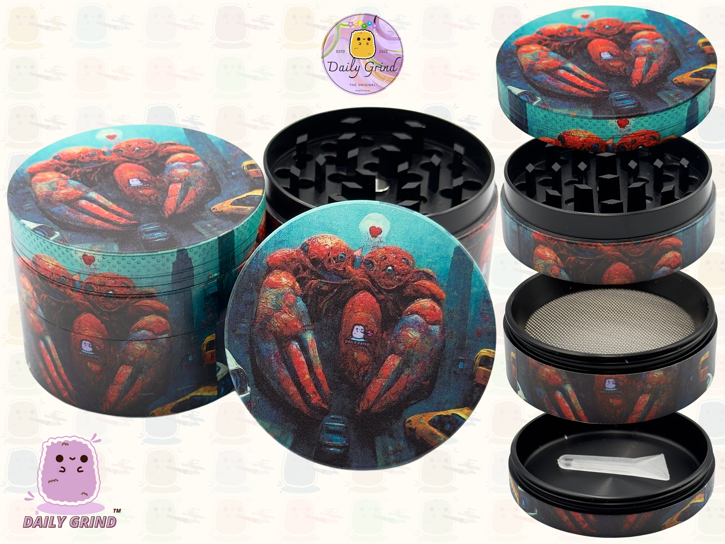 Motif Trippy coloré ondulé liquide Hallucination 50mm 4 pièces haute qualité personnalisé métal herbe broyeur cadeau 