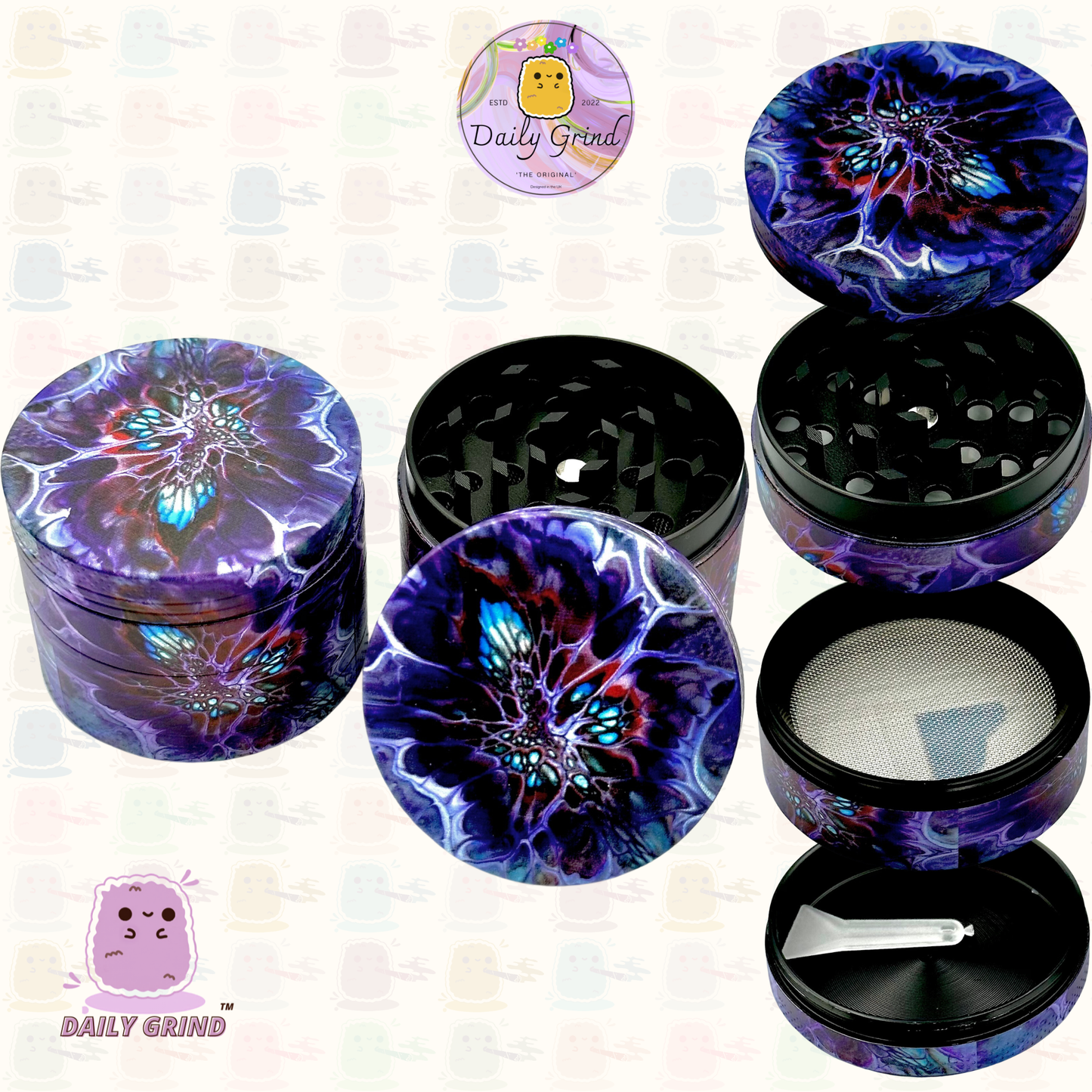Oil Spill Web Slime Grunge - 50mm 4-Piece High Quality Metal Tobacco Herb Grinder Gift Idea