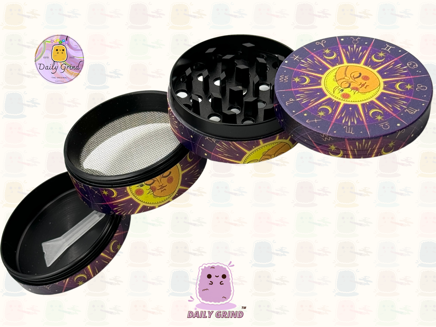 Motif Trippy coloré ondulé liquide Hallucination 50mm 4 pièces haute qualité personnalisé métal herbe broyeur cadeau 