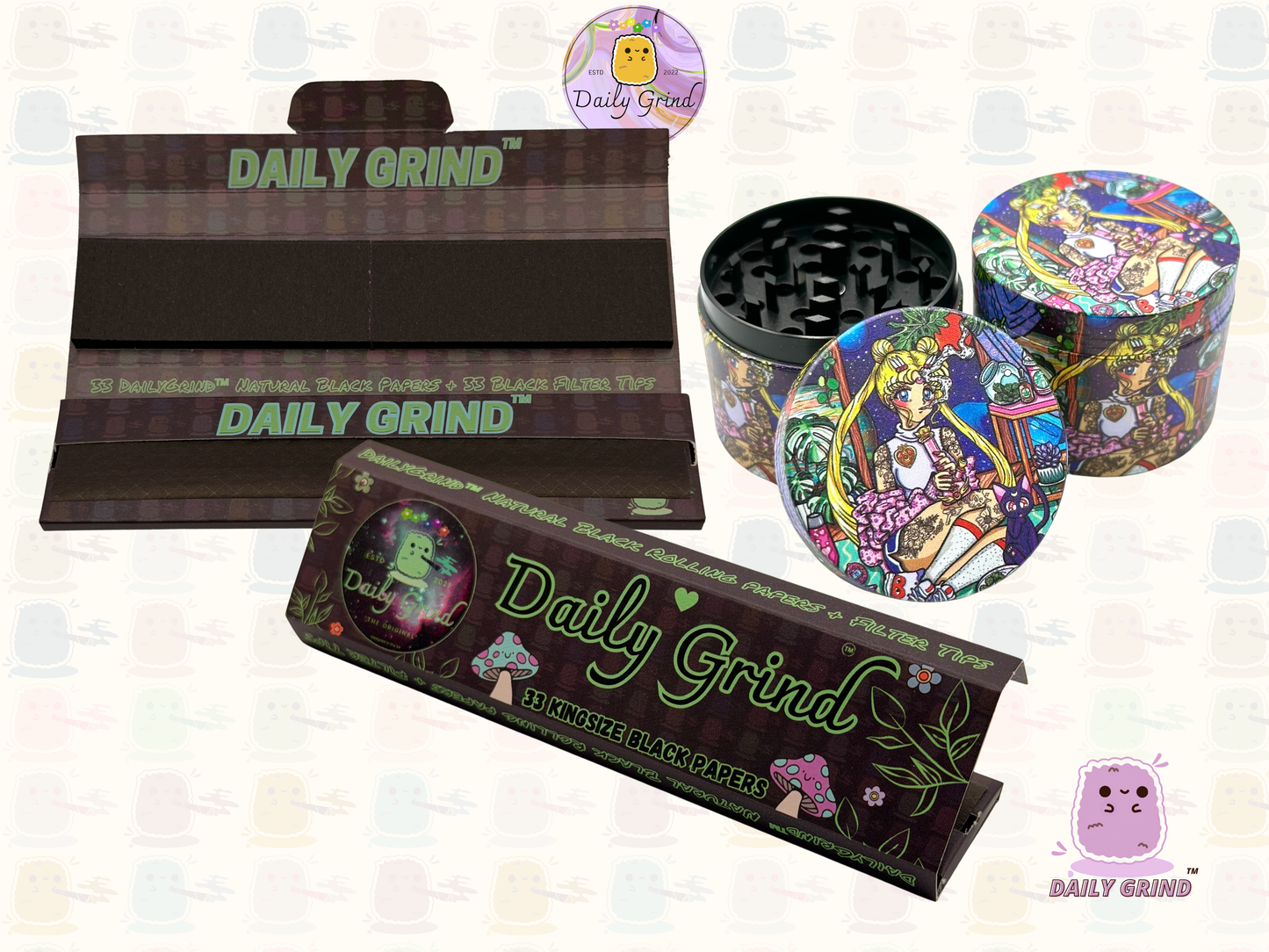 Cute Anime Baddie Parody - 50mm 4-Piece Premium Custom Metal Tobacco Herb Grinder Cute Gift Idea