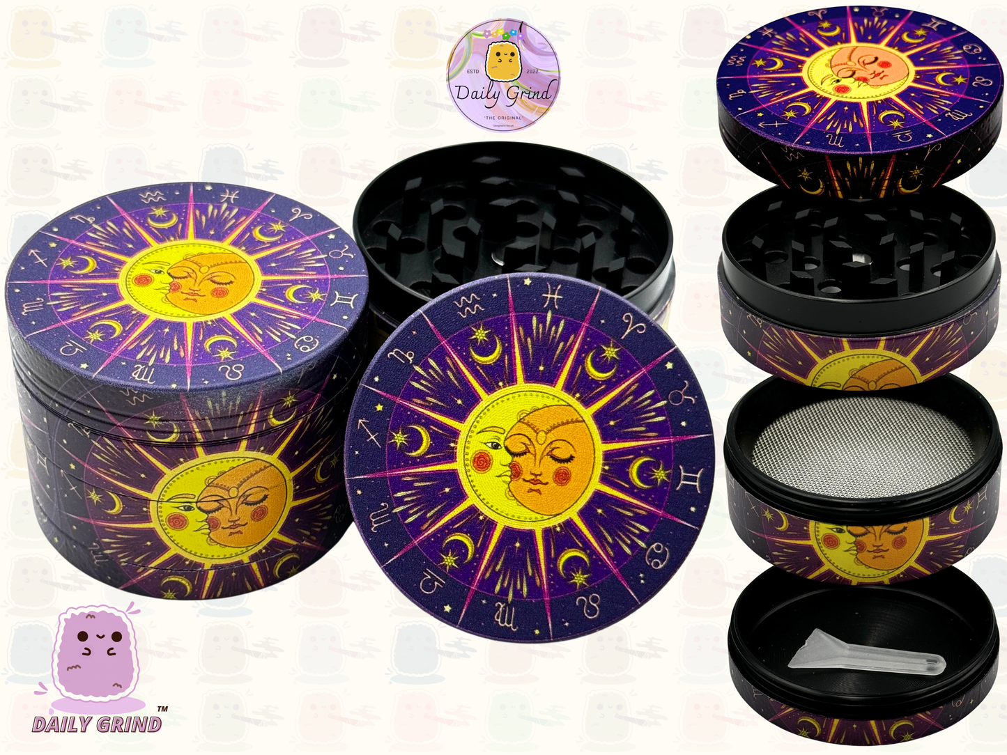 Motif Trippy coloré ondulé liquide Hallucination 50mm 4 pièces haute qualité personnalisé métal herbe broyeur cadeau 