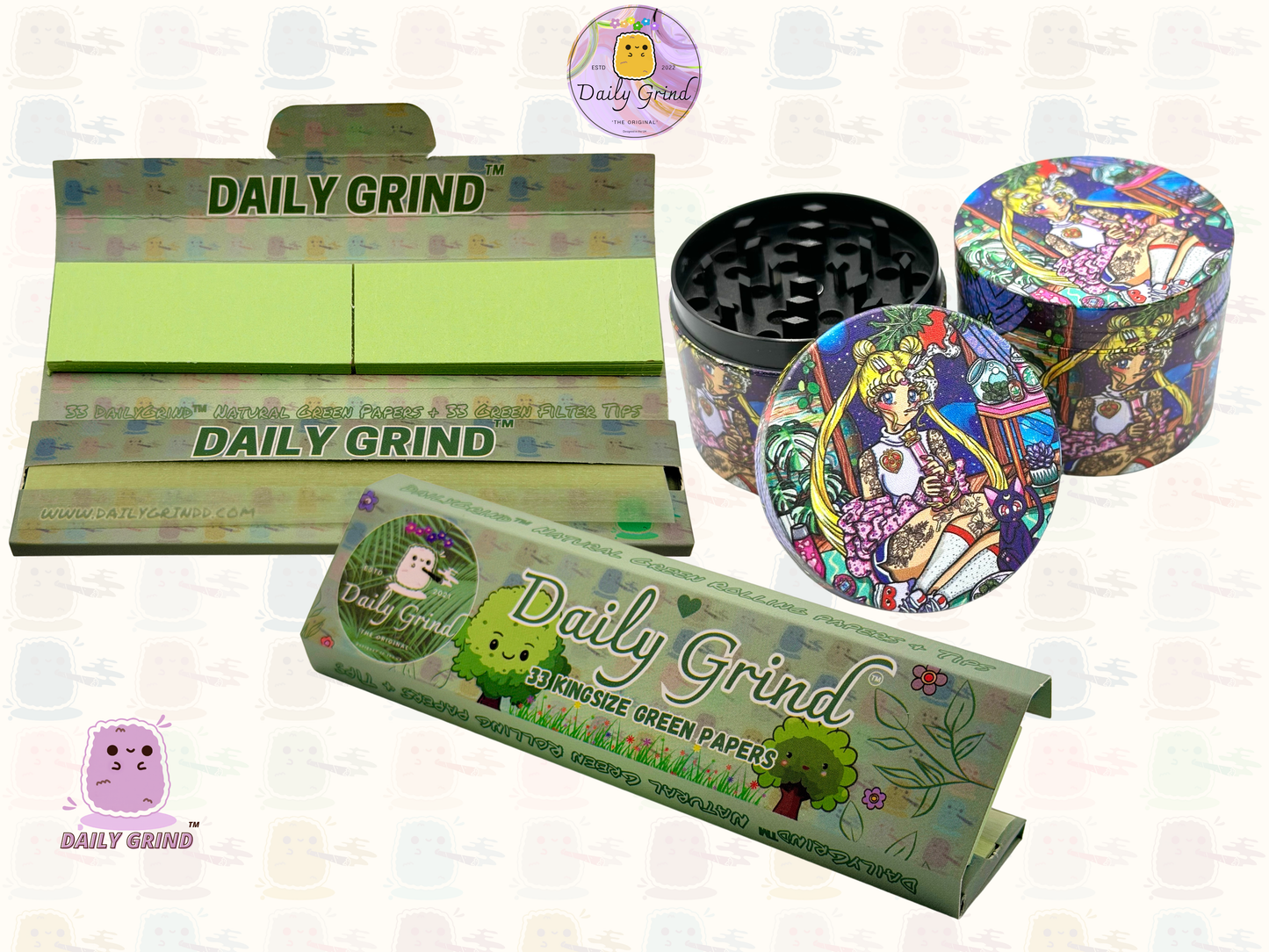 Cute Anime Baddie Parody - 50mm 4-Piece Premium Custom Metal Tobacco Herb Grinder Cute Gift Idea