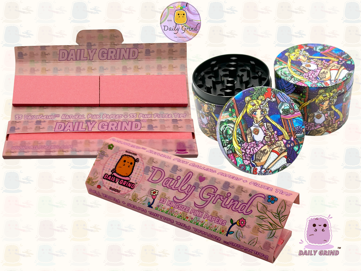 Cute Anime Baddie Parody - 50mm 4-Piece Premium Custom Metal Tobacco Herb Grinder Cute Gift Idea