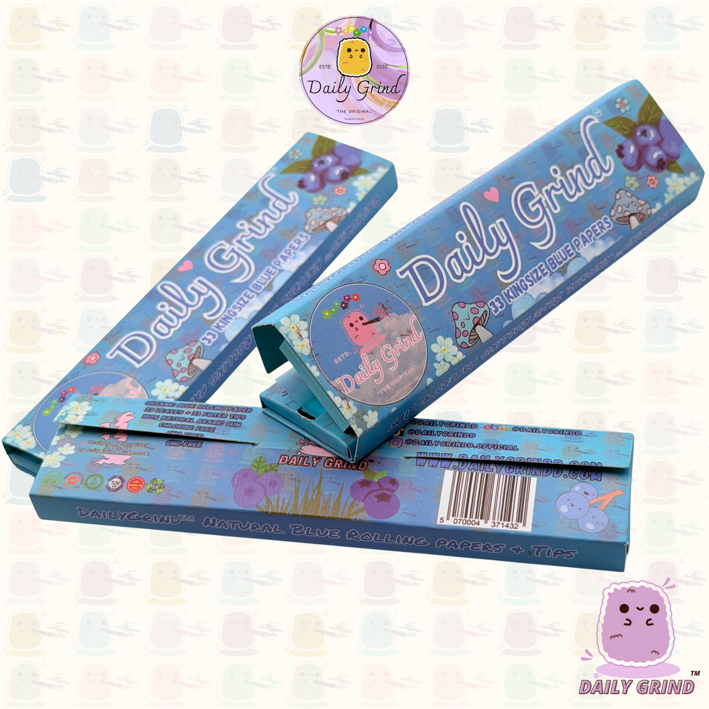 Papel de liar tamaño king azul Daily Grind™: ¡alta calidad, súper lindo! Regalo de 33 hojas.