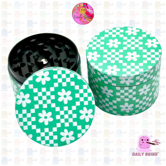 Green Flower Monogram Pattern Vintage Design - 50mm 4-Piece High Quality Custom Metal Kitchen Herb Grinder Gift Idea