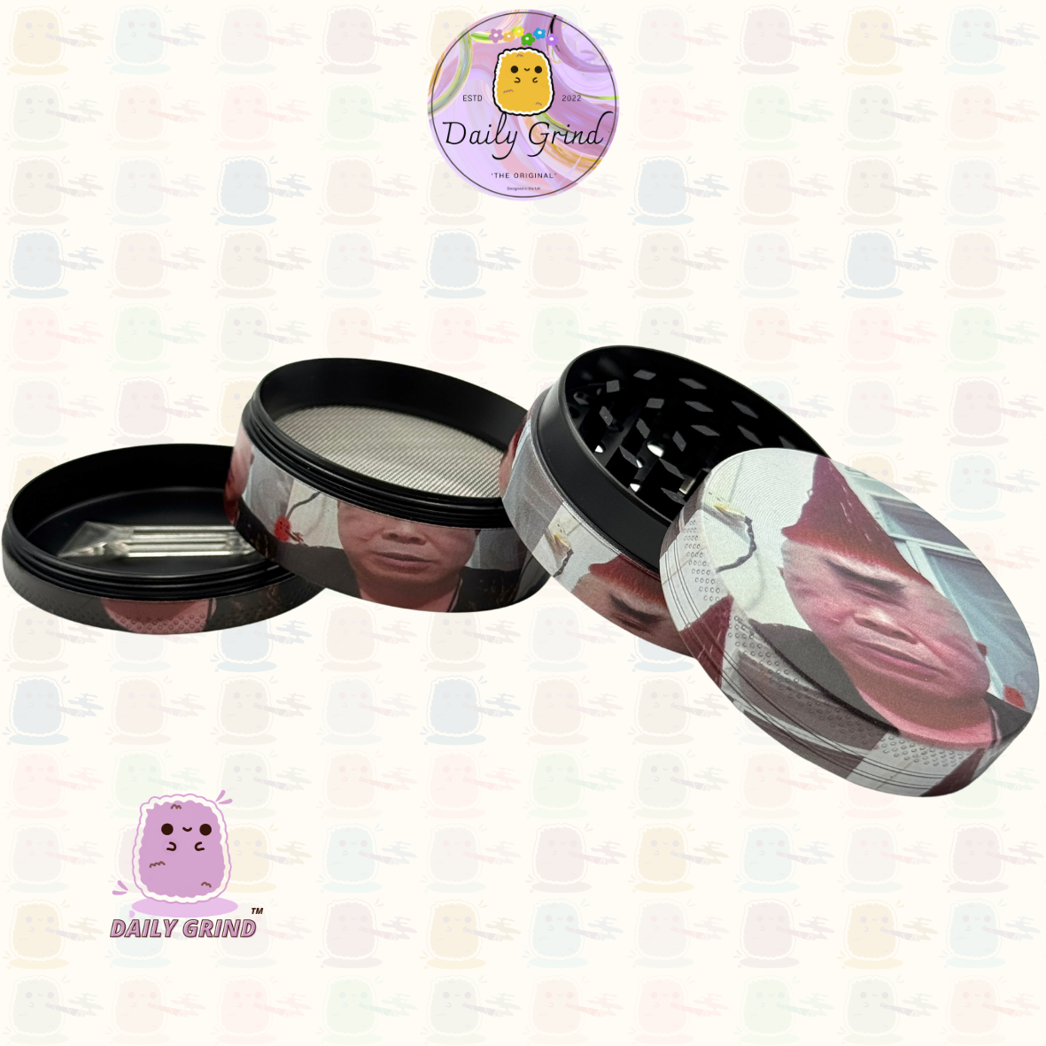 Cyclops Dude with Red Hair - 50mm Premium 4-Piece Custom Metal Tobacco Herb Grinder Cute Gift
