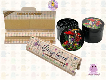 Variétés de champignons et fougères de dessins animés mignons de 50mm, broyeur d'herbes en métal de haute qualité en 4 parties, cadeau