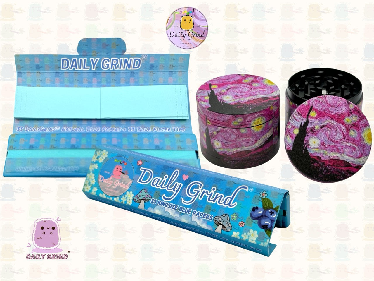 Pink Starry Night Classic Masterpiece Parody - 50mm 4-Piece High Quality Metal Tobacco Herb Grinder Gift Idea